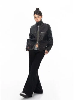 Vintage Faux Leather Stitch-Detail Jacket With Front Zip Pockets 25 Vintage Faux Leather Stitch-Detail Jacket With Front Zip Pockets -Modern Wear Shop dbce756982df0a68e2f7bfdffeb312fa