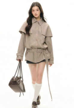 Belted Houndstooth Pattern Shoulder Cape Jacket 10 Belted Houndstooth Pattern Shoulder Cape Jacket -Modern Wear Shop dbf32603e4e4cb0afab56e81f6244503