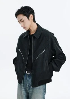 Faux Leather Bomber Jacket With Zip Pocket Details 16 Faux Leather Bomber Jacket With Zip Pocket Details -Modern Wear Shop dc08aeabe8ad9a4dfea2b0a3f4748702