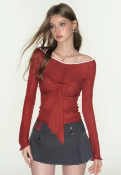 Slim Off Shoulder Ruched Top With Front Knot Tie 17 Slim Off Shoulder Ruched Top With Front Knot Tie -Modern Wear Shop dc34876a9c798d770b2a03dfa669d442