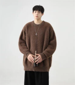 Fuzzy Crew Neck Oversized Knit Sweater 19 Fuzzy Crew Neck Oversized Knit Sweater -Modern Wear Shop dc502e7839f43233c49fb28a2addd1bc