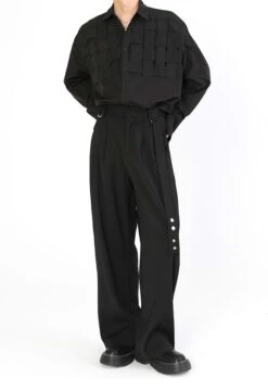 Wide Leg Pleated Pants With Strap -Modern Wear Shop dc66563e5eb2b8f100ee25da6365de85