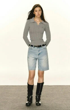 Half-Button Cable Knit Collared Pullover -Modern Wear Shop dcaff084ab2956f7dca9f8825bbc8389