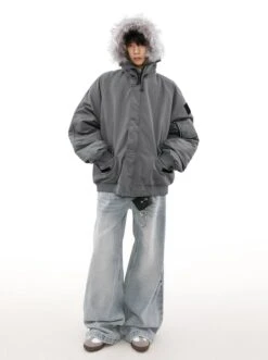 Oversized Parka Jacket With Removable Faux Fur Hood Trim -Modern Wear Shop dcb4c1e9fbc259a0072a5fc485821cc6