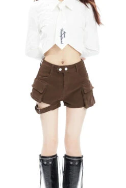 Cargo Pocket Buckle Detail Shorts -Modern Wear Shop dcec8f4ae72370e695b05a4dc94e5c41