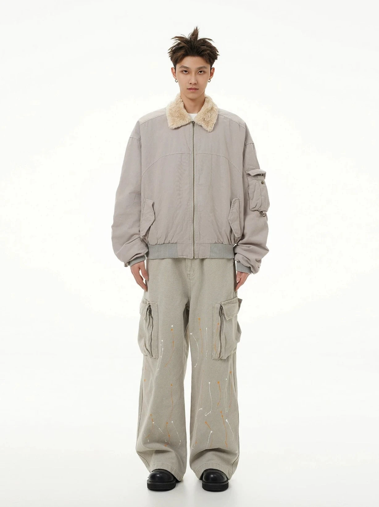 Fleece Lined Collar Zip-Up Bomber Jacket 14 Fleece Lined Collar Zip-Up Bomber Jacket - Image 14