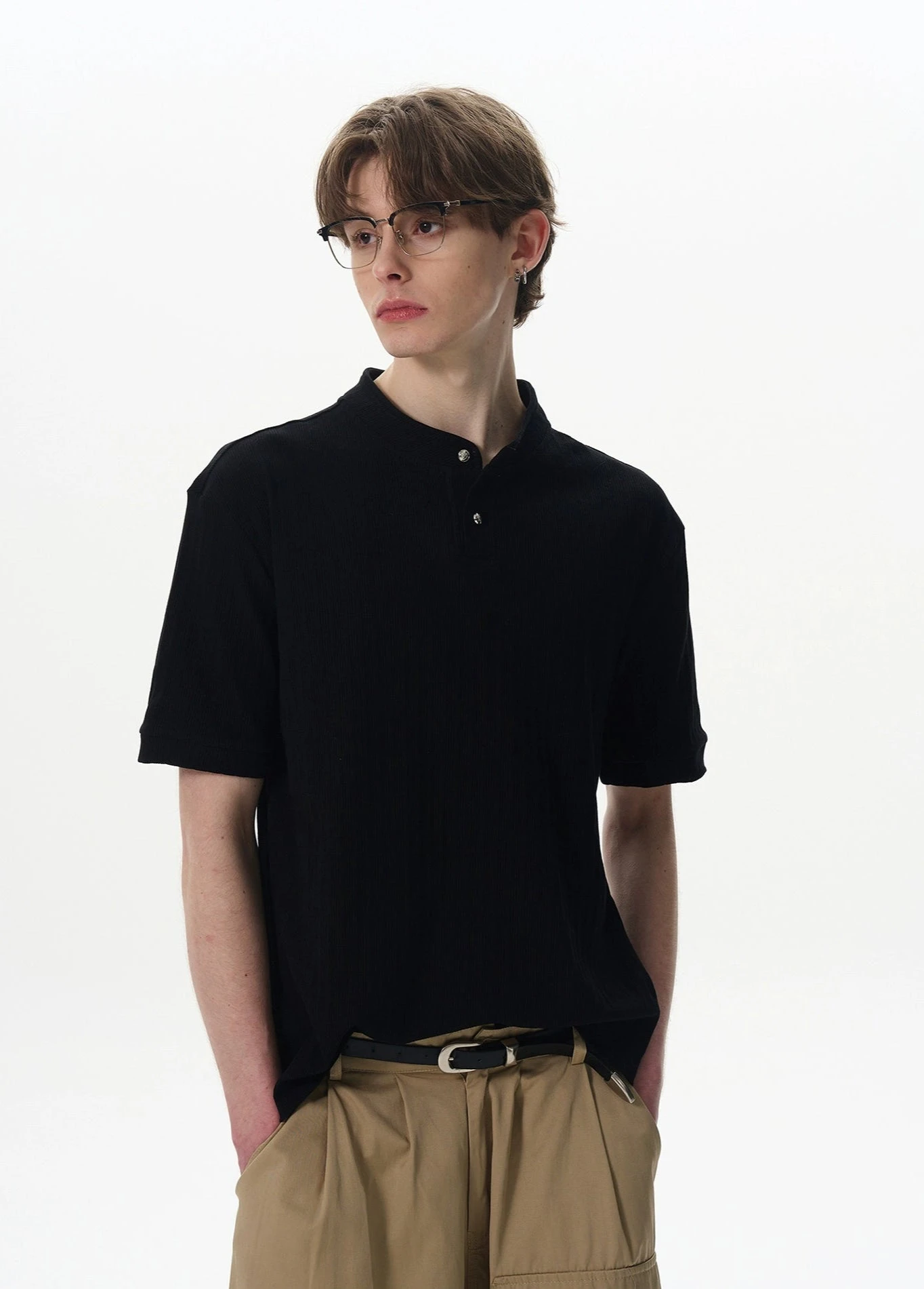 Ribbed Henley Collar Short Sleeve Knit Top 7 Ribbed Henley Collar Short Sleeve Knit Top - Image 7