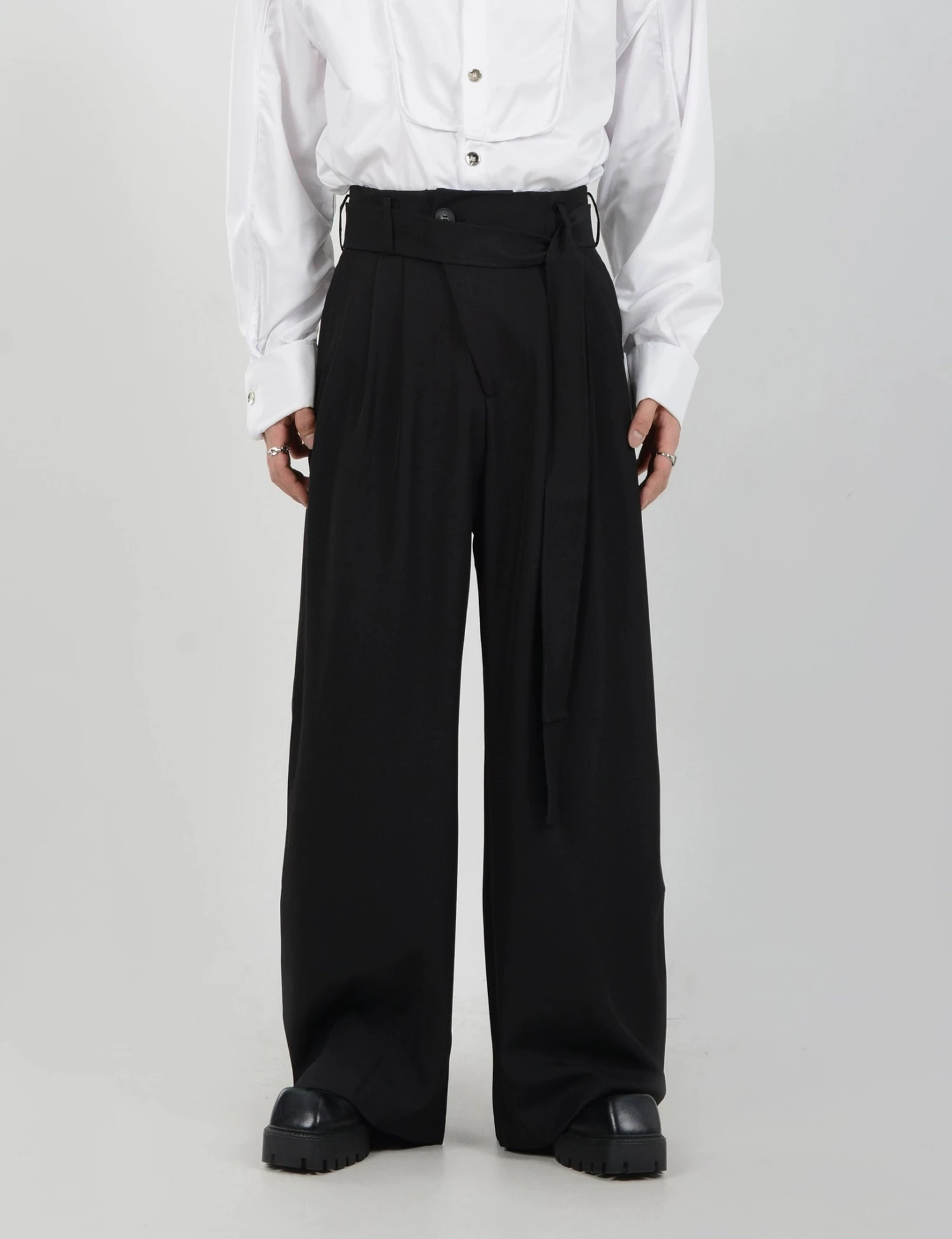 Wide Leg Belted Trousers With Pleat Detail 10 Wide Leg Belted Trousers With Pleat Detail - Image 10