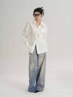 Lace Trim Button-Up Long Sleeve Blouse With Pocket 7 Lace Trim Button-Up Long Sleeve Blouse With Pocket -Modern Wear Shop dd98ffcc1b9927adf3b44385970de967