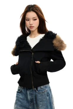 Fleece-Lined Hooded Jacket With Faux Fur Trim 21 Fleece-Lined Hooded Jacket With Faux Fur Trim -Modern Wear Shop ddd2f39b5b7f906172e1ee5a76e3f99c