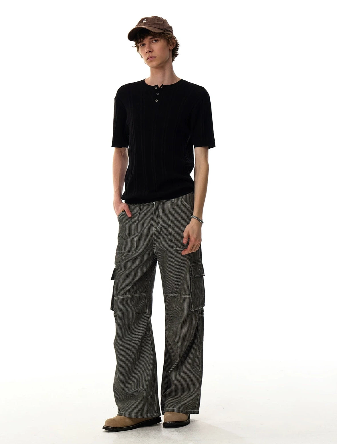 Ribbed Knit Half Button Short Sleeve Shirt 14 Ribbed Knit Half Button Short Sleeve Shirt - Image 14