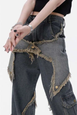 Distressed Star Patchwork Wide Leg Jeans -Modern Wear Shop de8ac09e2db59c3b201c3faf7cf3e4c0