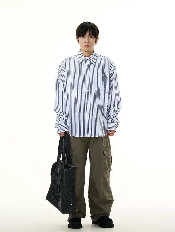 Oversized Boxy Striped Button-Down Shirt 11 Oversized Boxy Striped Button-Down Shirt - Image 11