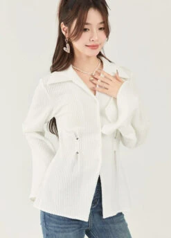 Ribbed Button-Up Collared Knit Shirt -Modern Wear Shop dee60696a12041cce42e4d2008ebff9d