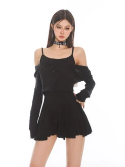 Sleeveless Crop Top And Pleated Shorts With Cardigan Tee Three-Piece Set -Modern Wear Shop deefec9c361b918b719a1919812423fa 4764467e f420 409b ae3e 84f8e1bab0a9