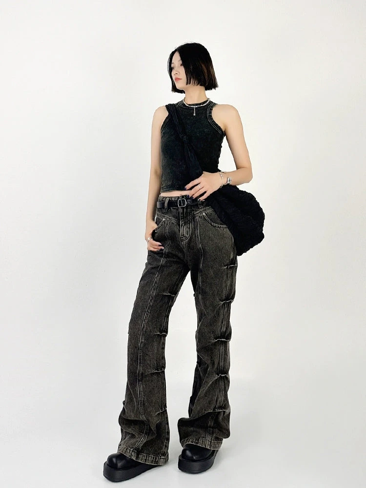 Wide Leg Denim Jeans With Contrast Stitching 11 Wide Leg Denim Jeans With Contrast Stitching - Image 11