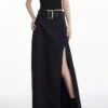 High Slit Maxi Skirt With Belt