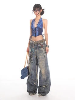 Plaid Halter Neck Crop Top With Side Lacing -Modern Wear Shop df6dd4673fb8077e0e56ce9bc552409a