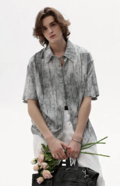 Abstract Ink Texture Short Sleeve Button Shirt -Modern Wear Shop df9dd192b4e801890adfa3ec7c016c36