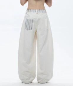 Wide Leg Pants With Contrast Stripe Waistband And Back Pocket Detail -Modern Wear Shop dfac022adea0b4d71c1b288ca78ed2b5