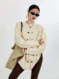 Ribbed Trim Zip-up Cardigan With Button Details 23 Ribbed Trim Zip-up Cardigan With Button Details -Modern Wear Shop e05a7a5855ad210bf60718558113fdab