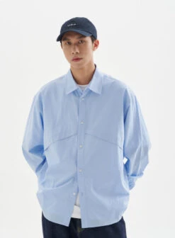 Long Sleeve Button Shirt With Chest Panel Detail -Modern Wear Shop e0a5bd08b0305e49d194e6233259c155