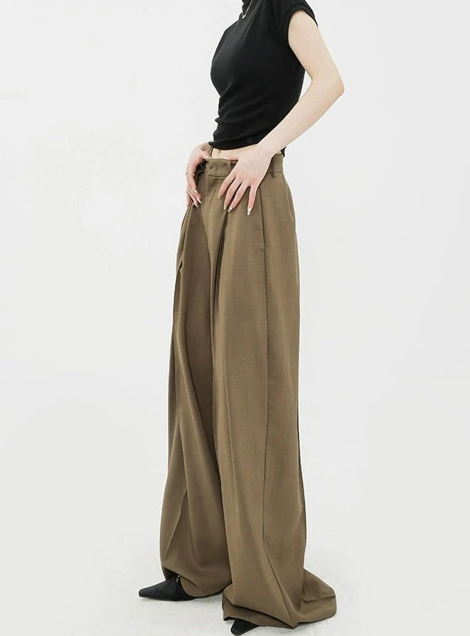 Wide Leg Criss-Cross Pleated Palazzo Trousers 5 Wide Leg Criss-Cross Pleated Palazzo Trousers - Image 5
