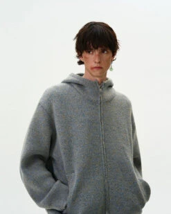Funnel-Neck Hooded Knit Double-Zip Jacket -Modern Wear Shop e0ef63ce261bdd605564fa6e6cf6c287