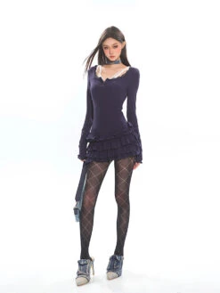 Tiered Ruffle Long Sleeve Mini Dress With Lace Trim 26 Tiered Ruffle Long Sleeve Mini Dress With Lace Trim -Modern Wear Shop e17ef9a6effe0d3601d45c81ef373260