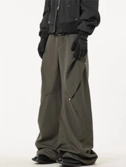 Wide Leg Paneled Pants With Button Detail -Modern Wear Shop e1c96892e8195c41392c98caee27ed7b