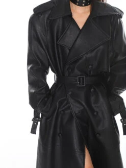 Oversized Belted Faux Leather Coat With Wide Lapels 28 Oversized Belted Faux Leather Coat With Wide Lapels -Modern Wear Shop e22cfca9b27b5401c1459e6bb8a6448b