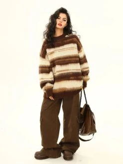 Striped Oversized Drop Shoulder Fuzzy Sweater -Modern Wear Shop e2332fceb78286000f650347ef626cb8
