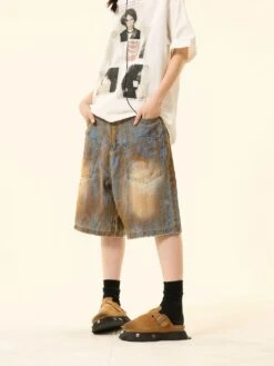 Sandblast Denim Bermuda Shorts With Oversized Pockets -Modern Wear Shop e2e920225d2b430dd3764d3ac60950ec