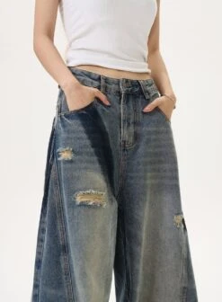 Wide Leg Distressed Denim Pants With Bleach Wash Details 8 Wide Leg Distressed Denim Pants With Bleach Wash Details -Modern Wear Shop e32204bab1b1d829fccdae8fd9a80320