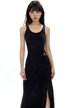Sleeveless Scoop Neck Maxi Dress With Side Slit And Cut-Out Detail -Modern Wear Shop e390e0b9a3caae26c90117f70dbc31b1