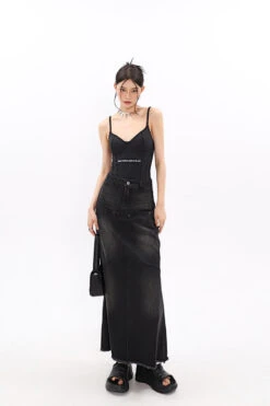 Faded Serpentina Denim Midi Skirt -Modern Wear Shop e399f18e1aba15ffd2abeb26386a4111