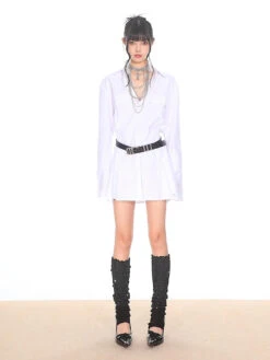 Flare Long Sleeve Pleated Mini Shirt-Dress -Modern Wear Shop e3e63c998ce6ce428f9c0456d3a84d72