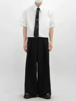 Oversized Short Sleeve Mid-Crop Shirt With Chest Pocket Detail -Modern Wear Shop e3f6864ba90d1d1932b34ceb616bfeb8