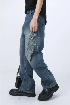 Ring Patchwork Straight Fit Jeans -Modern Wear Shop e40ddd11ba24bdcc7a9cca3ee113a990