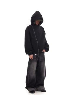 Oversized Asymmetric Zip-Through Hoodie Jacket -Modern Wear Shop e412ee9a27e500e2f1c8d4738685d348
