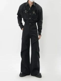 Wide-Leg Zigzag Drape High Waist Trousers -Modern Wear Shop e4162f0a32f504f0f93d8b359ed359c6