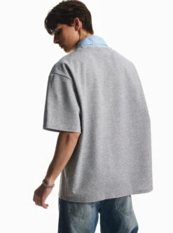 Mock Layered Contrast Collar Short Sleeve Shirt -Modern Wear Shop e44852f73788cb3342ad705130487bca