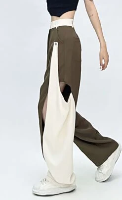 Color Block Wide Leg Pants With Side Cutouts -Modern Wear Shop e4965c948b80e241073f8dfa5d96c431