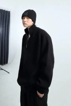 Oversized Half Zip Collar Knit Sweater -Modern Wear Shop e49700ef4556785d4cfbdf4db6704448