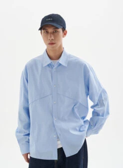 Long Sleeve Button Shirt With Chest Panel Detail -Modern Wear Shop e4a442cb4276ac70fa495b5a67c15b6e