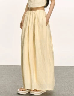 Linen Strapless Top And Elastic Waist Maxi Skirt Two-Piece Set -Modern Wear Shop e4bac7c830b5ab0efea04c956a8e92c0
