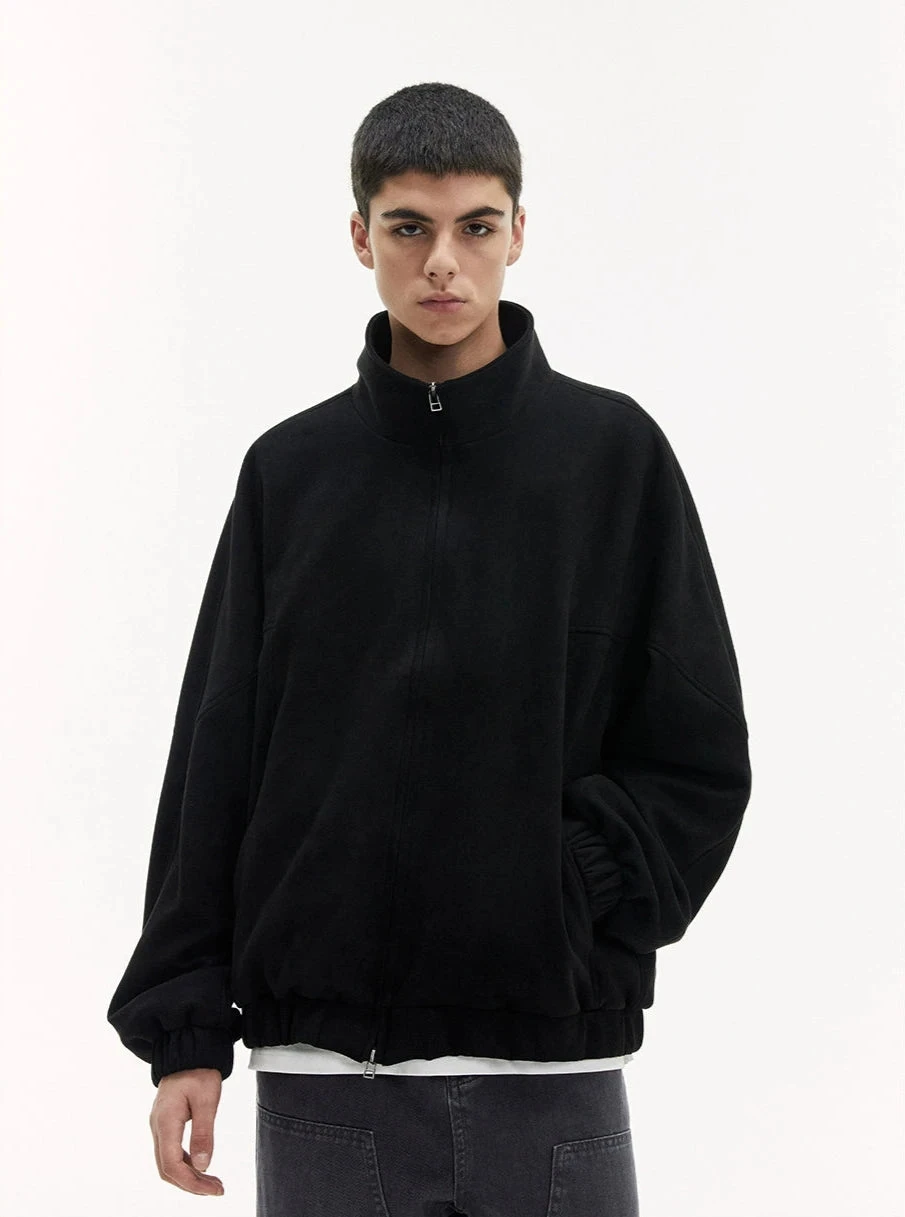 Stand Collar Zip-Up Sweatshirt Jacket With Elastic Hem 10 Stand Collar Zip-Up Sweatshirt Jacket With Elastic Hem - Image 10