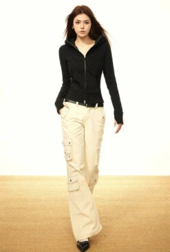 Skinny High Collar Hoodie Zip Jacket -Modern Wear Shop e51ffabd16ec2b50d8bc71fd6872325e