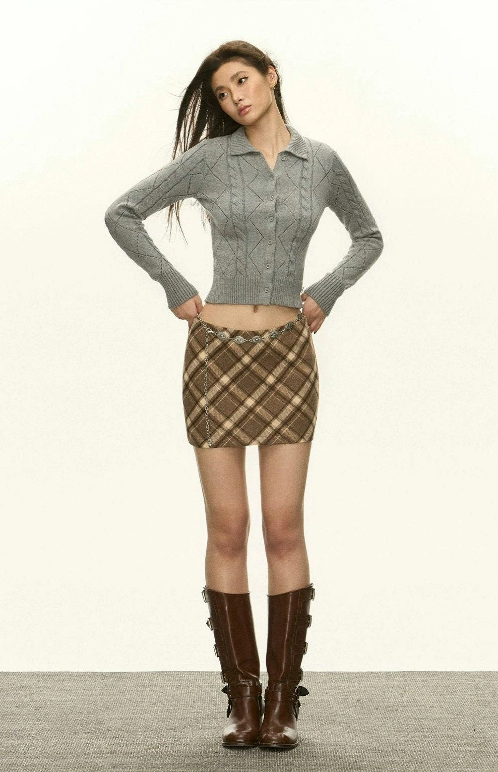 Ribbed Trim Cable Knit Skinny Cardigan 20 Ribbed Trim Cable Knit Skinny Cardigan - Image 20