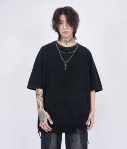 Distressed T-Shirt With Chain Accessory -Modern Wear Shop e554a960855af936858f4e7362a162d1